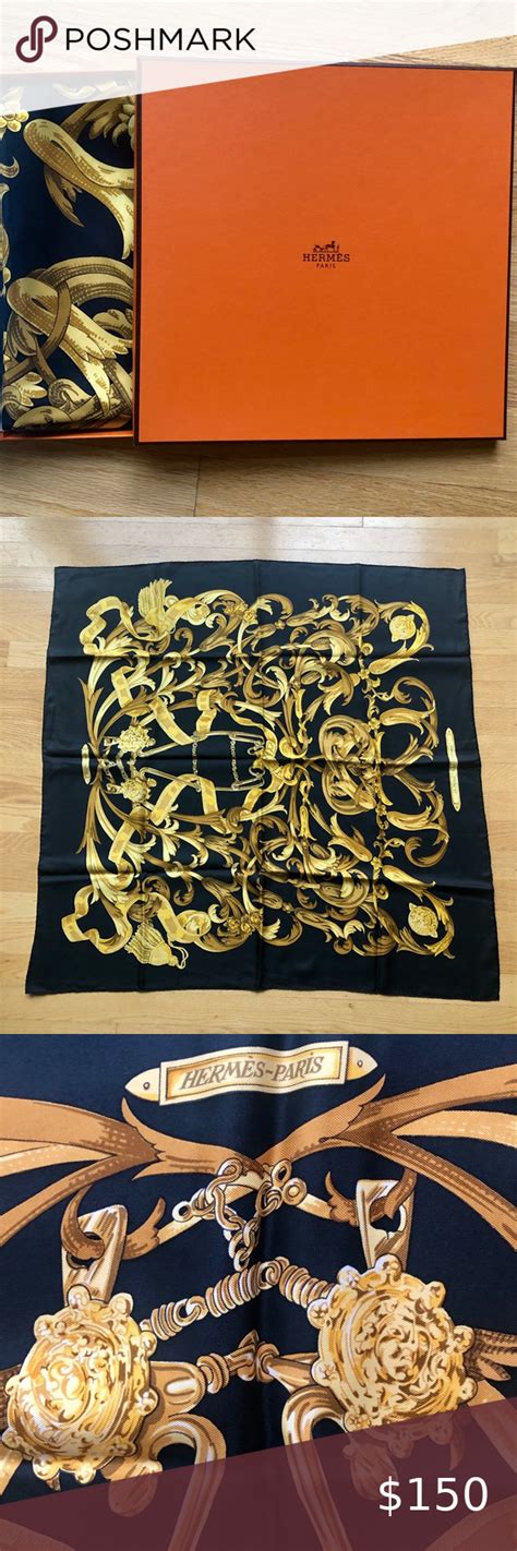 hermes scarf black and gold